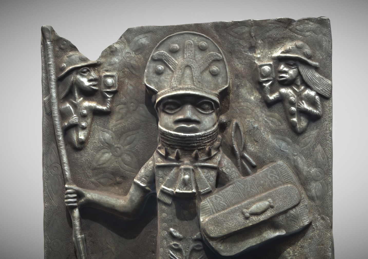 Relief Plaque with warriors II Low-poly 3D model_5