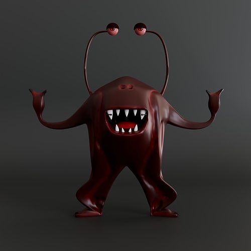 Red Cartoon Monster 3D model