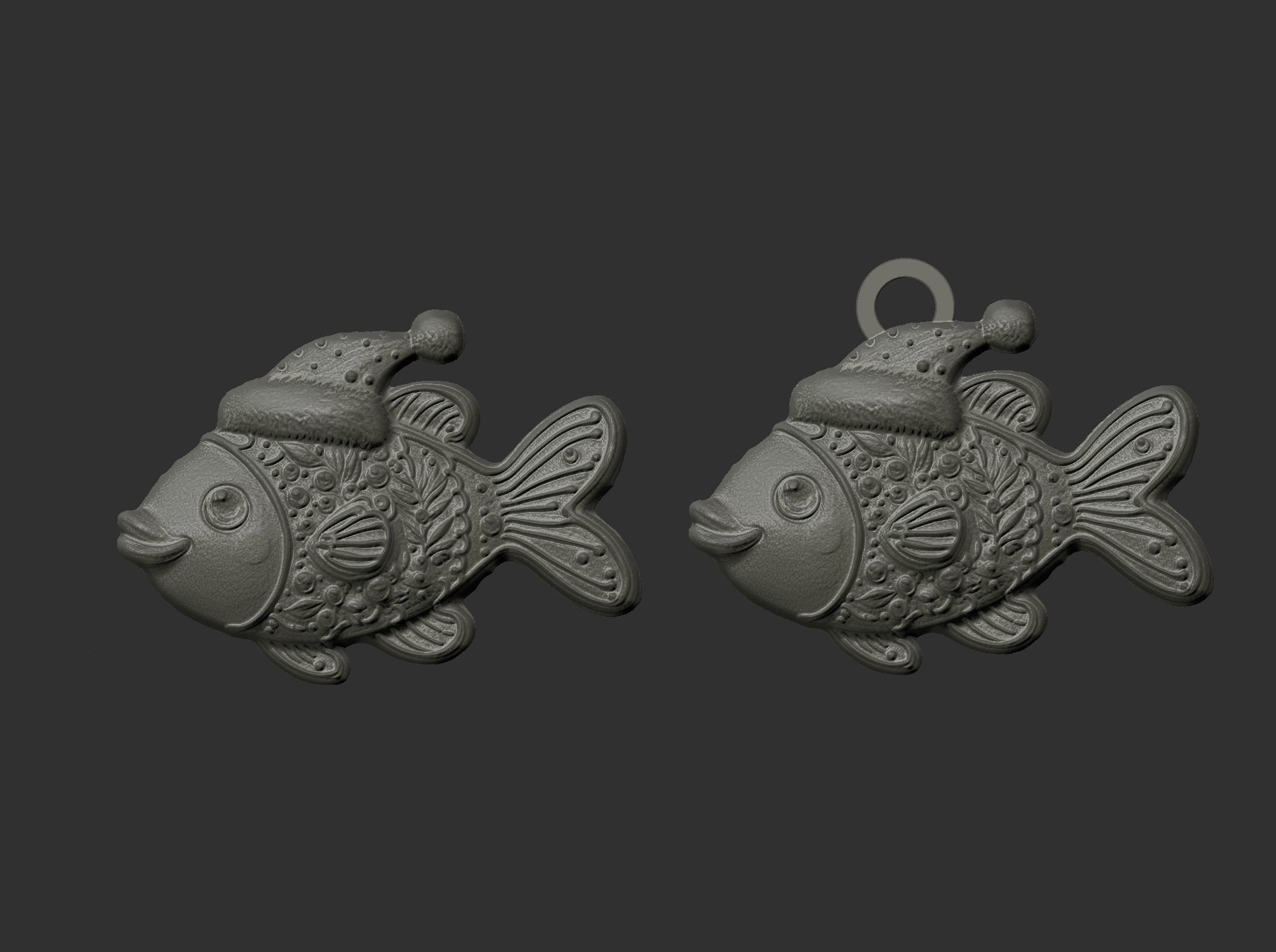 christmas fish cookie decor 2  3D print model_4