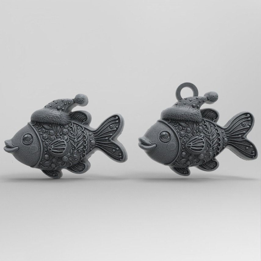 christmas fish cookie decor 2  3D print model_2