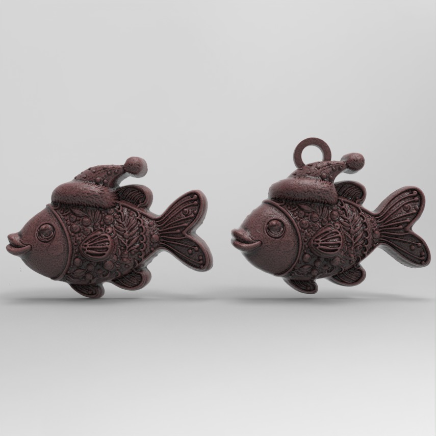 christmas fish cookie decor 2  3D print model_1