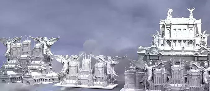 Cyberpunk Victorian towers 3 versions