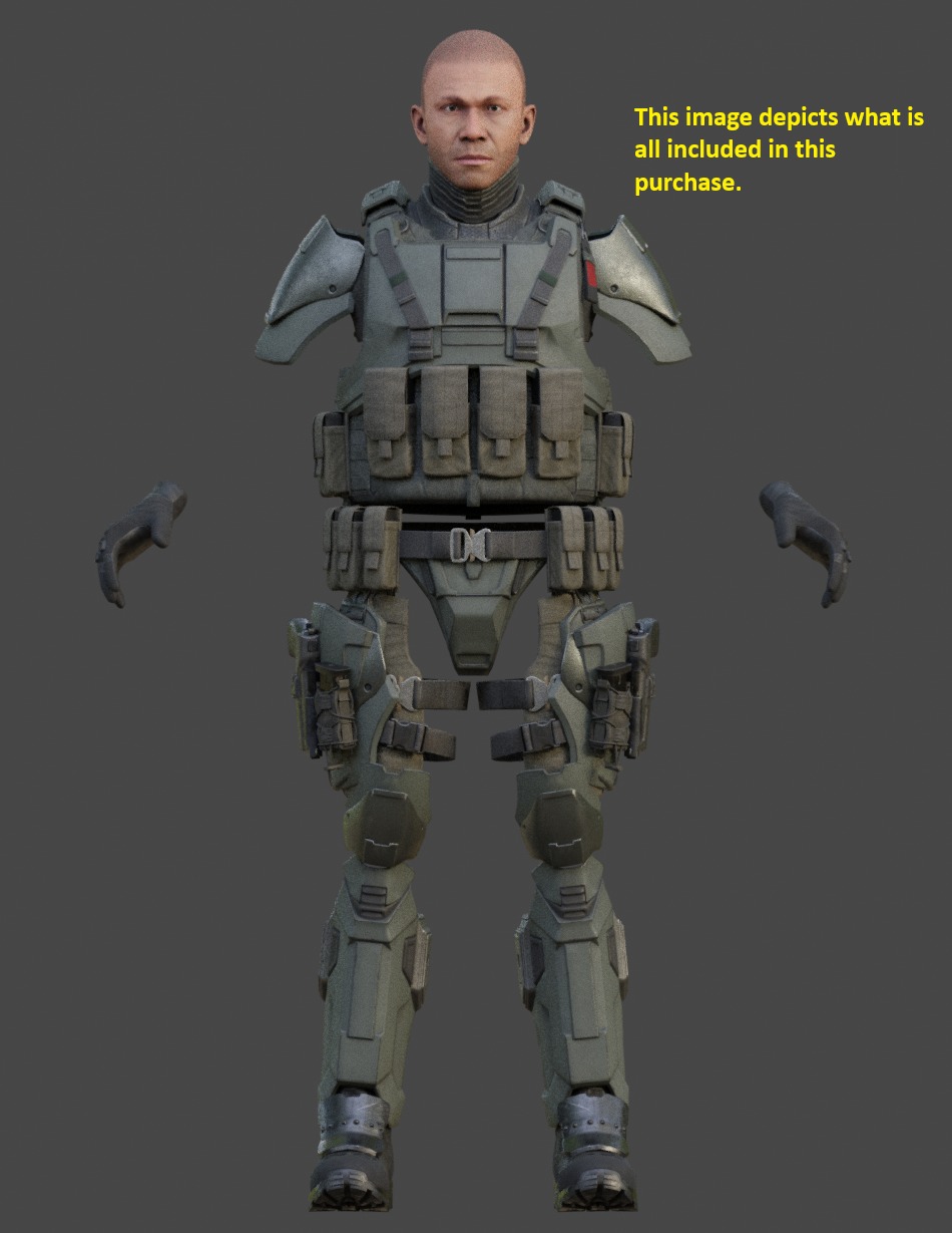 Military Tactical Armor  Low-poly 3D model_1