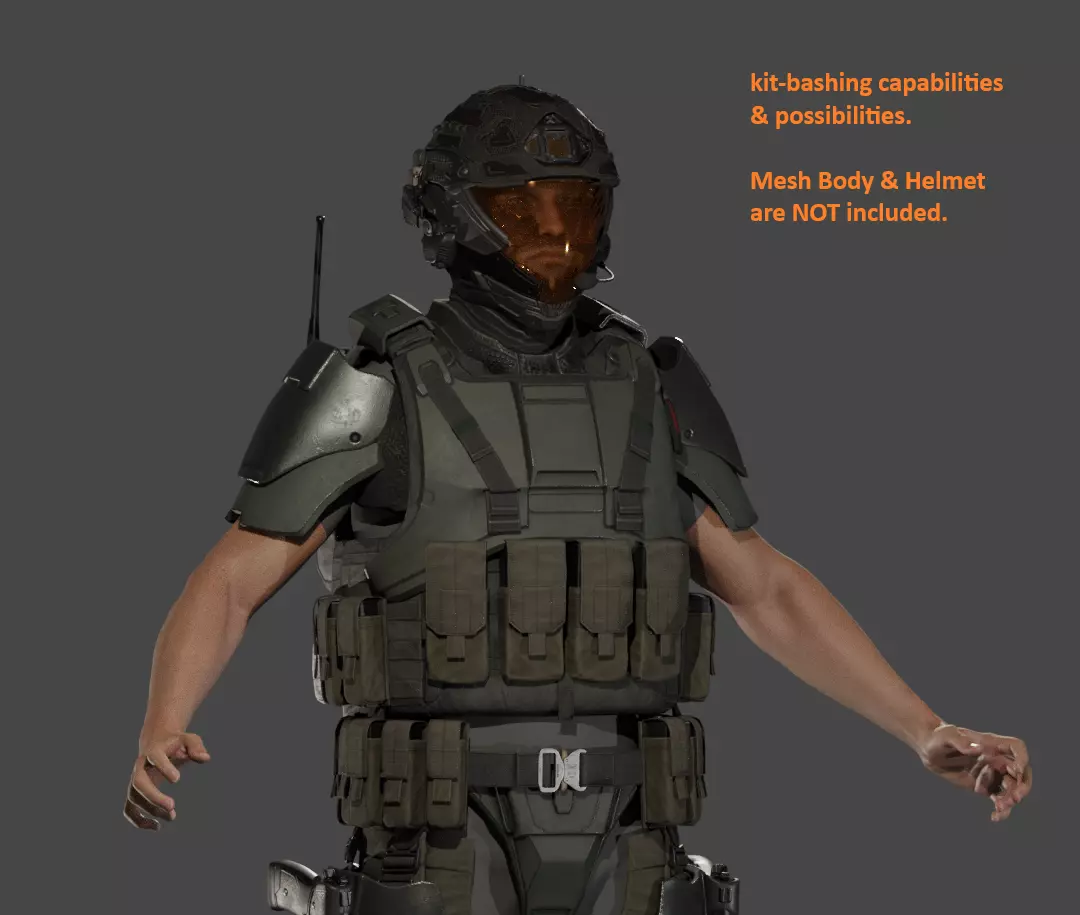 Military Tactical Armor  Low-poly 3D model_0