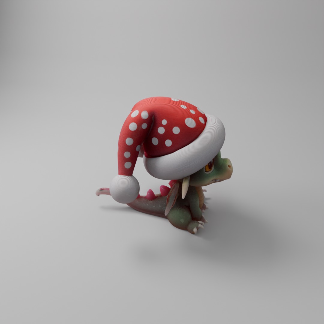 Winter Baby Dragon with big eyes 3D print model_1