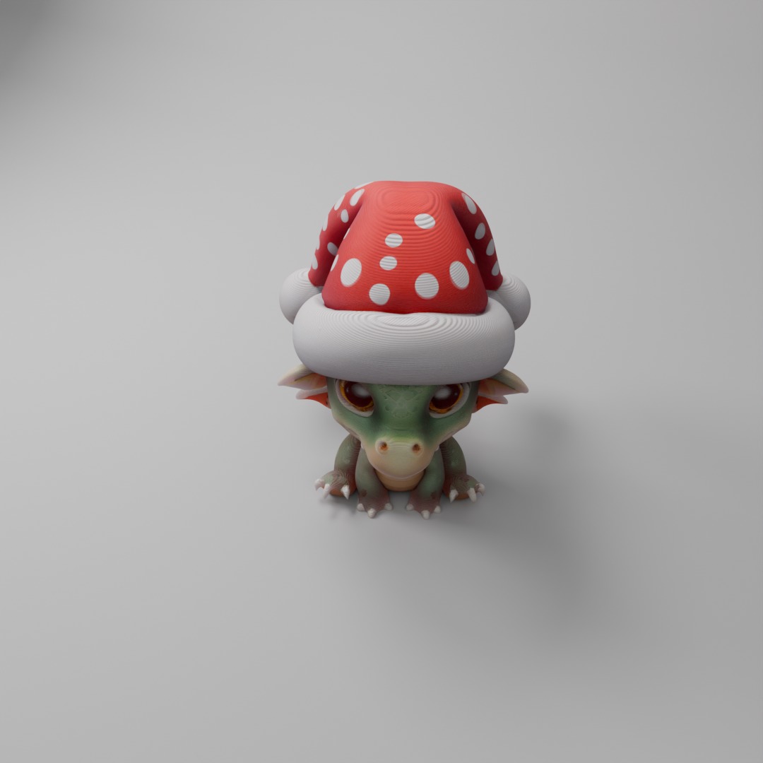 Winter Baby Dragon with big eyes 3D print model_2