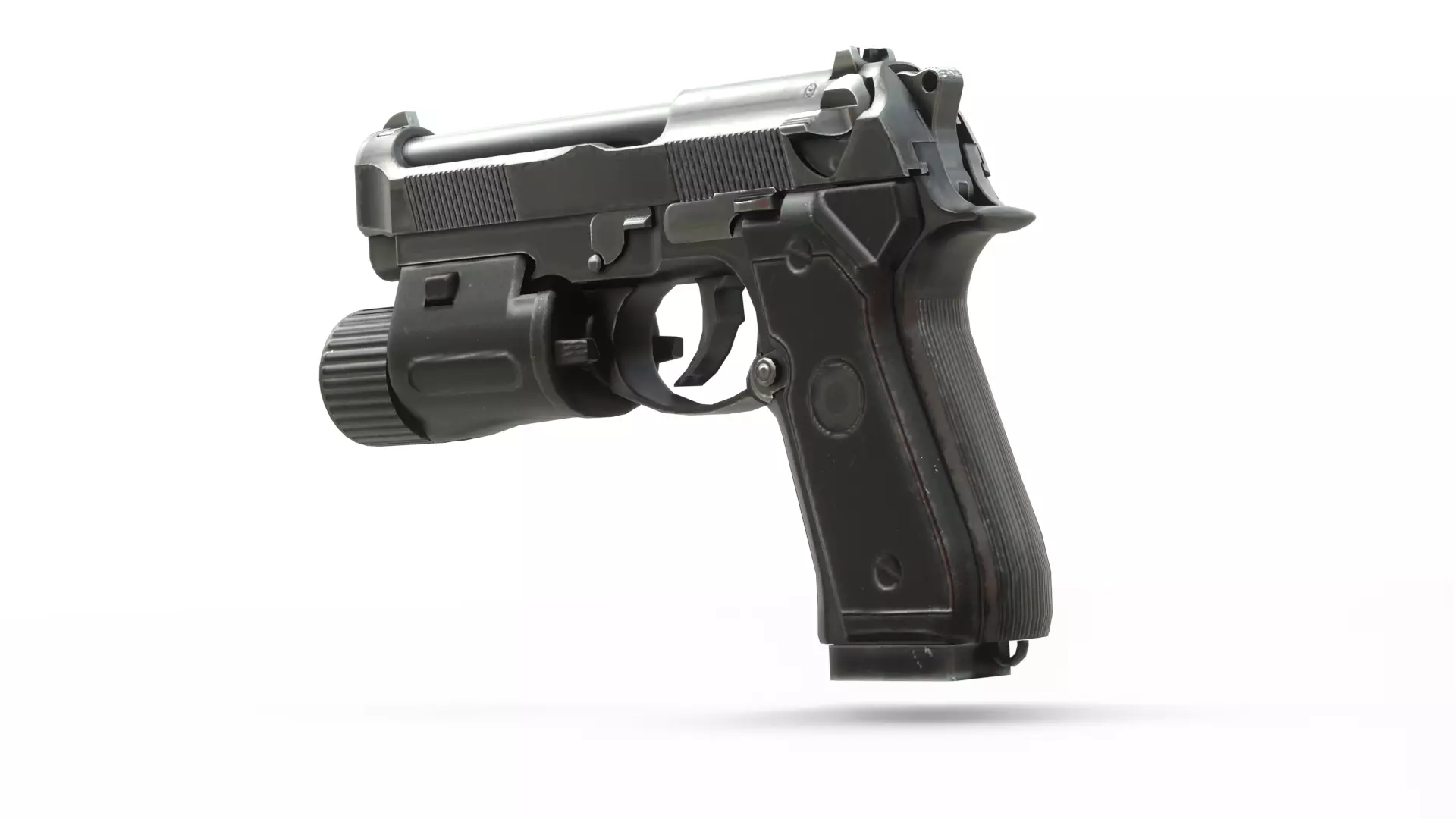 Realistic 9mm Baretta 3D Model with Rigging Magazine and Bullets Low-poly 3D model_11