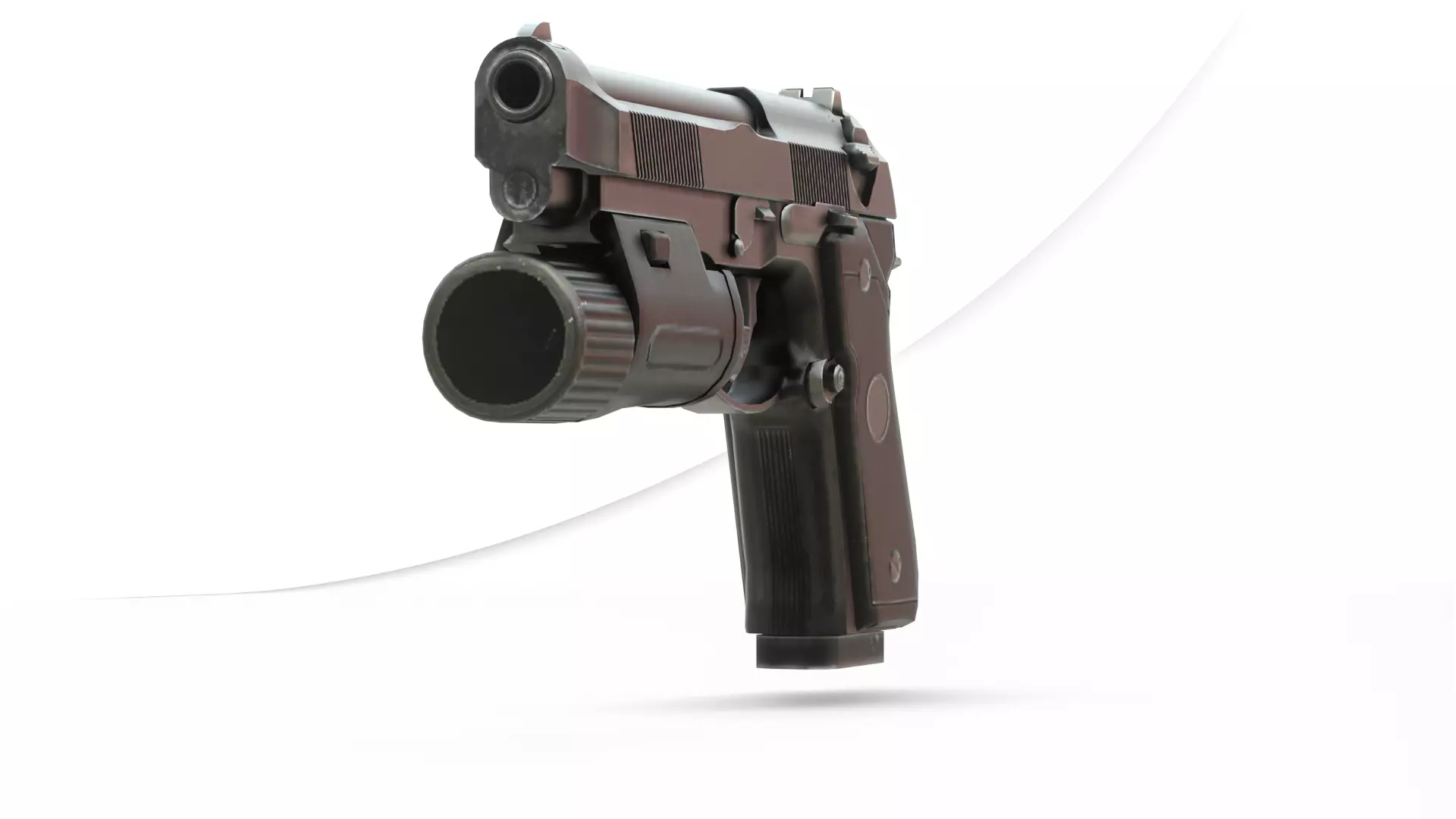 Realistic 9mm Baretta 3D Model with Rigging Magazine and Bullets Low-poly 3D model_10