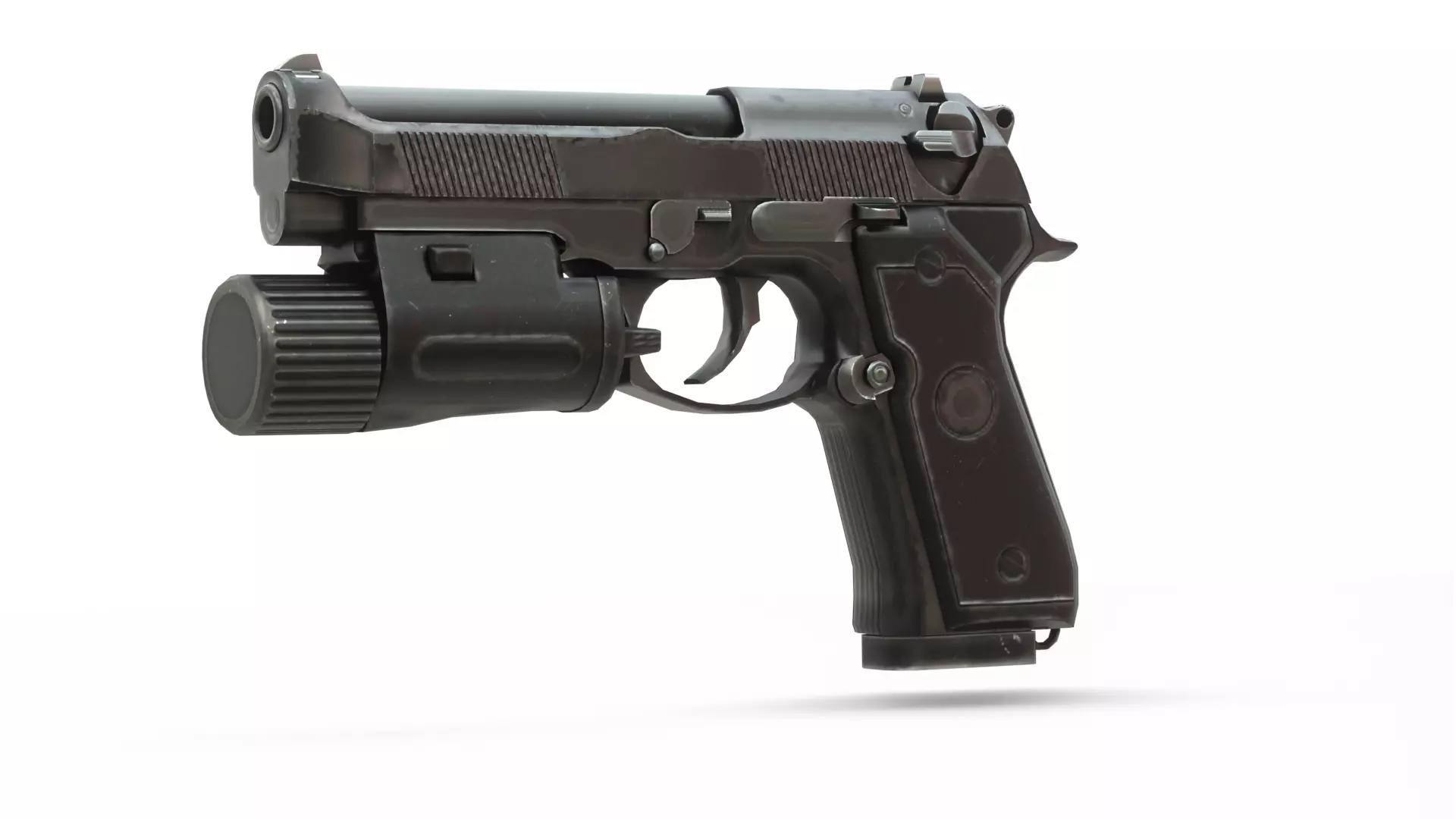 Realistic 9mm Baretta 3D Model with Rigging Magazine and Bullets Low-poly 3D model_1