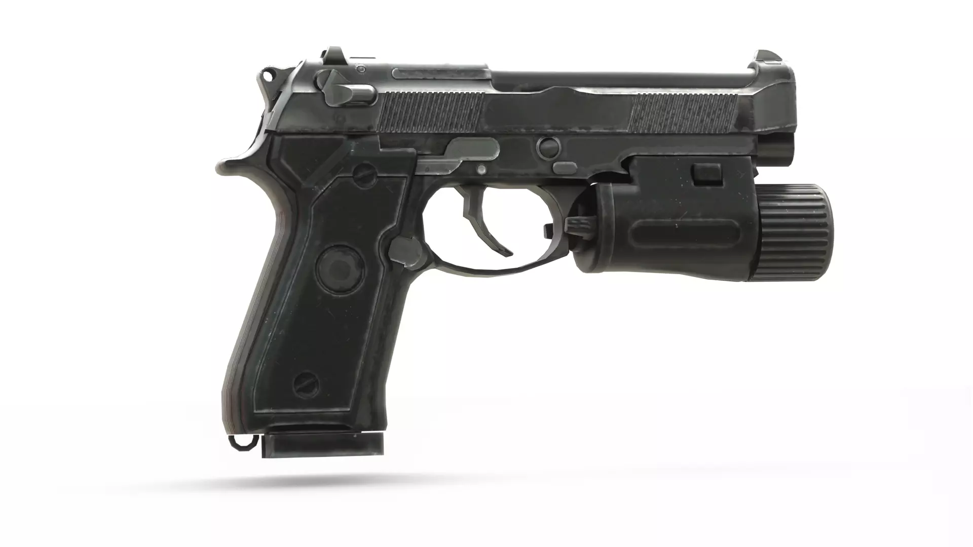 Realistic 9mm Baretta 3D Model with Rigging Magazine and Bullets Low-poly 3D model_4