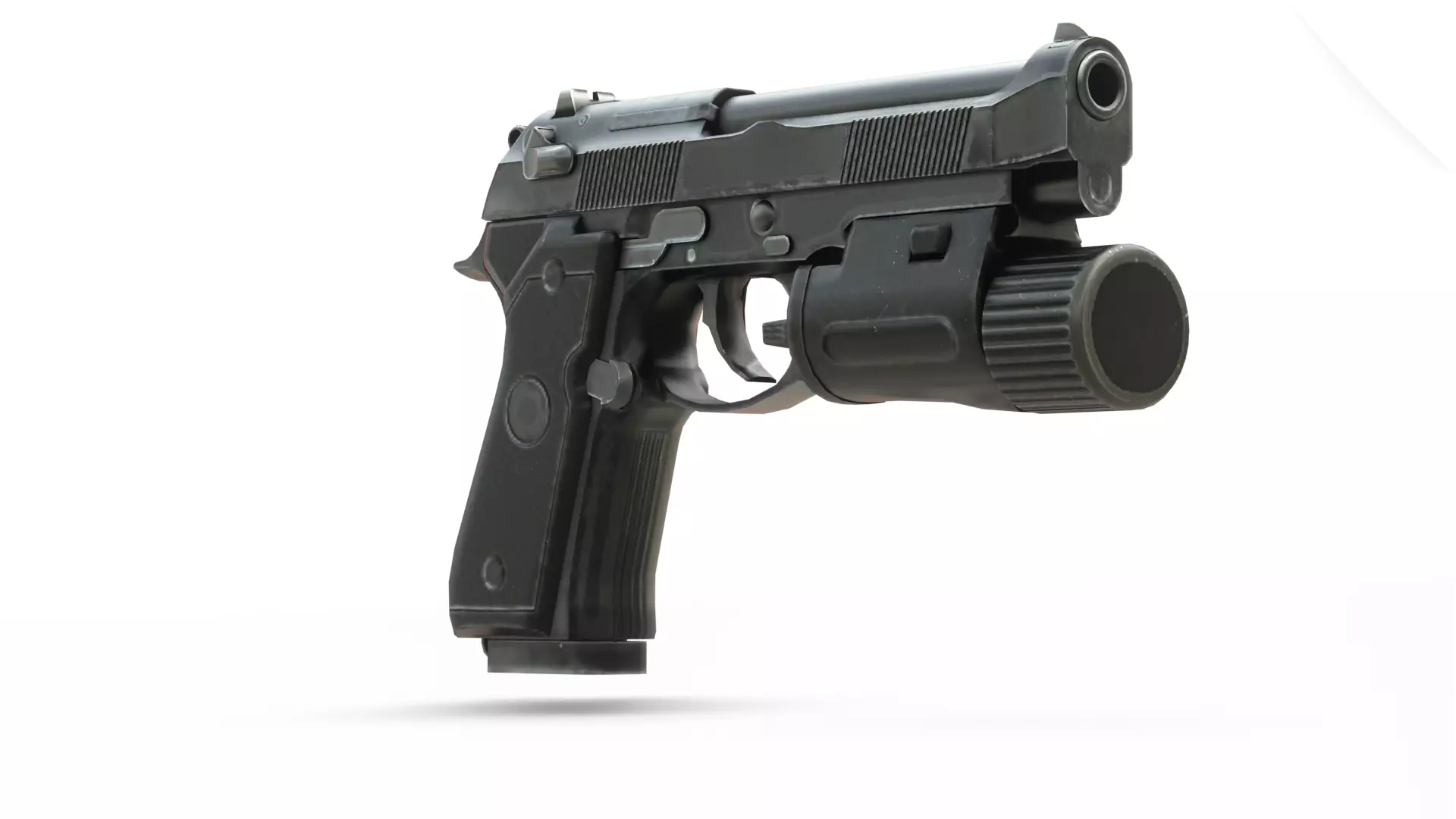 Realistic 9mm Baretta 3D Model with Rigging Magazine and Bullets Low-poly 3D model_8