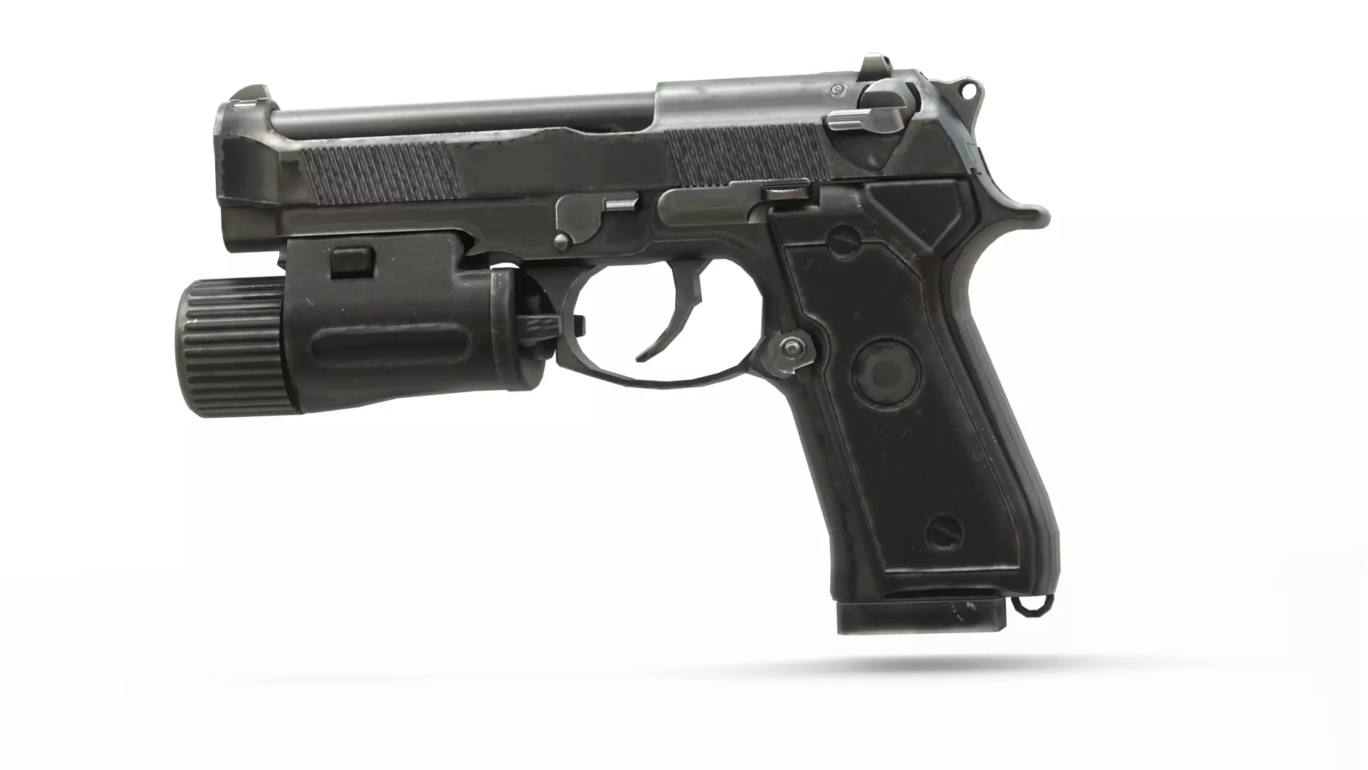 Realistic 9mm Baretta 3D Model with Rigging Magazine and Bullets Low-poly 3D model_3