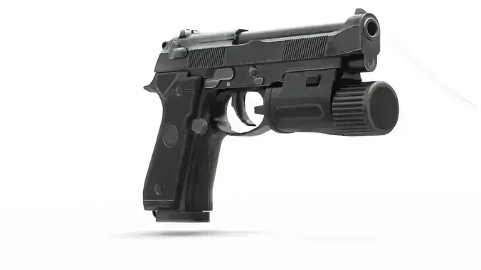 Realistic 9mm Baretta 3D Model with Rigging Magazine and Bullets