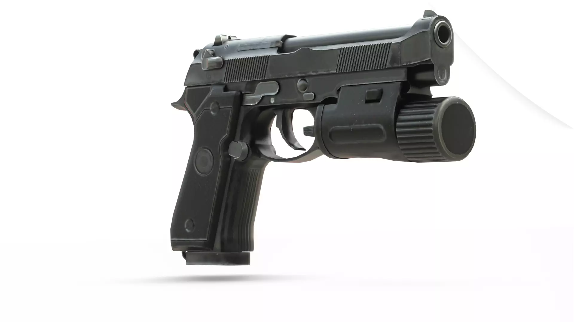 Realistic 9mm Baretta 3D Model with Rigging Magazine and Bullets Low-poly 3D model_0