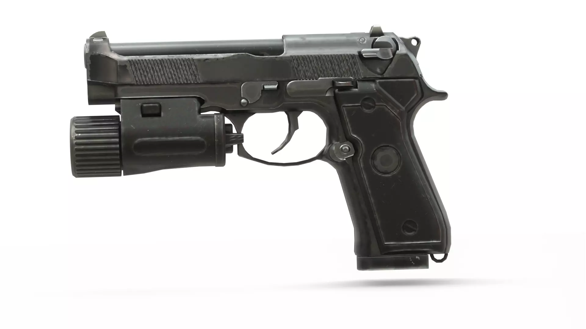 Realistic 9mm Baretta 3D Model with Rigging Magazine and Bullets Low-poly 3D model_5