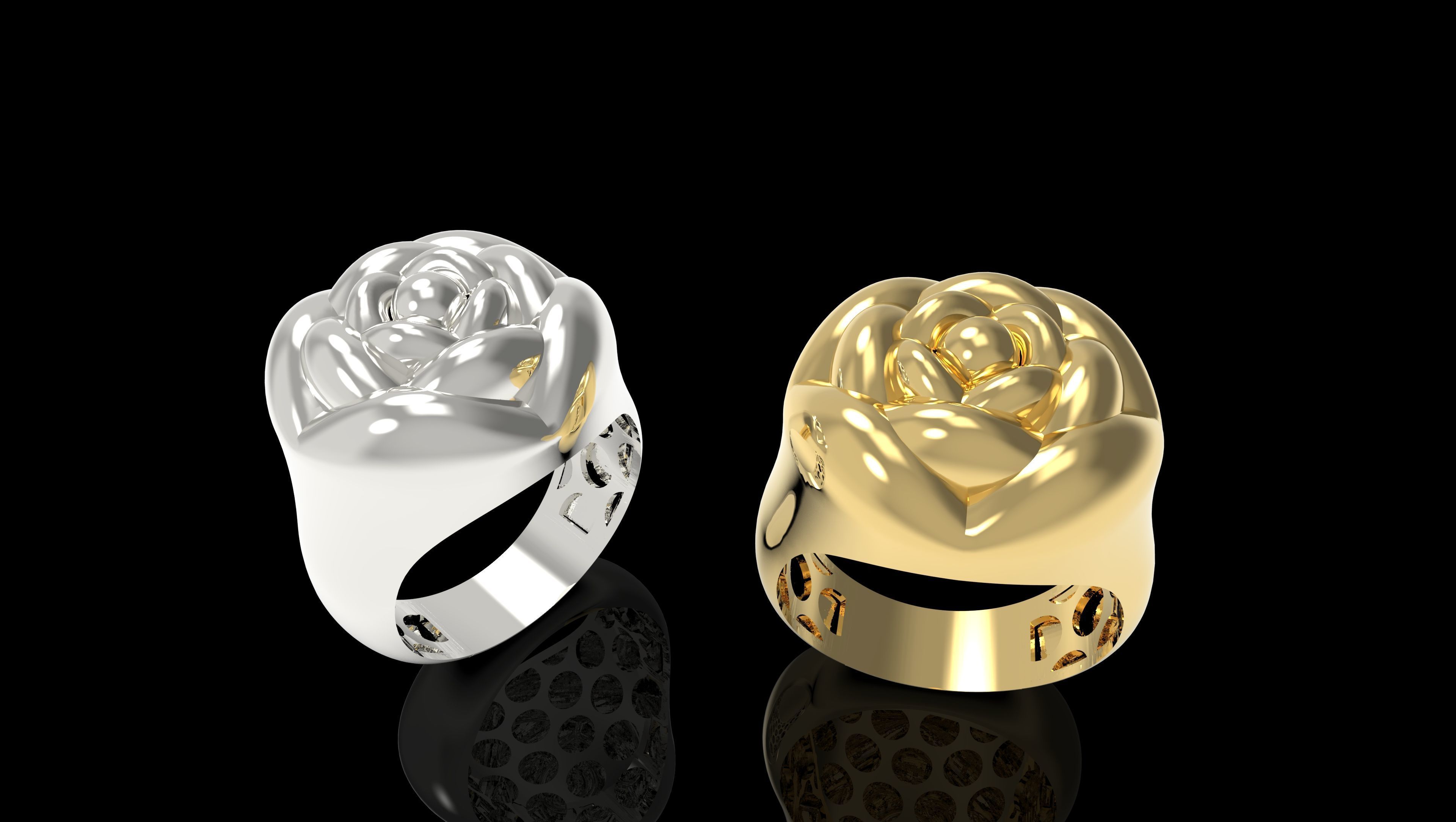 flower ring-a100-91 3D print model_14