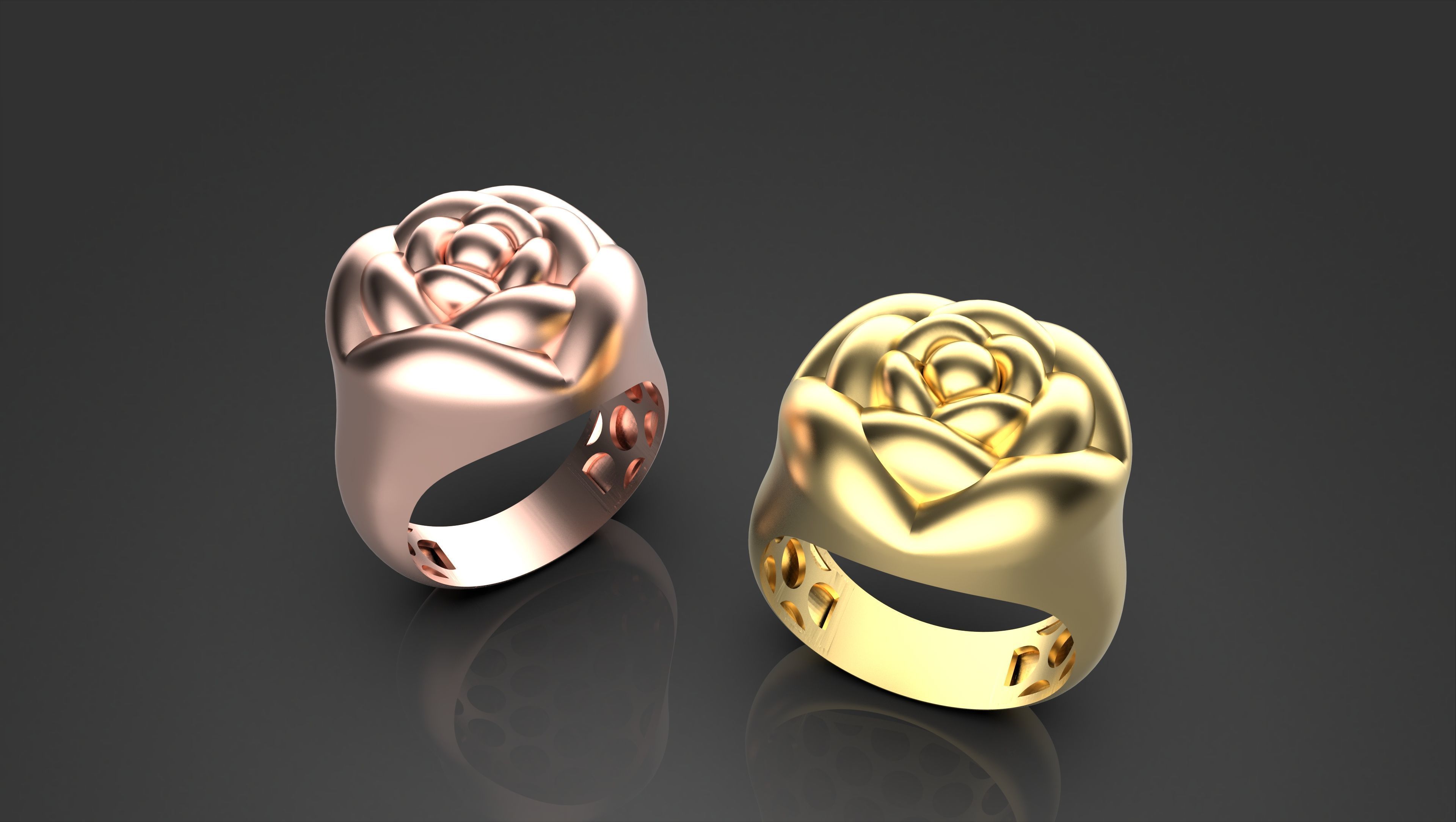 flower ring-a100-91 3D print model_4