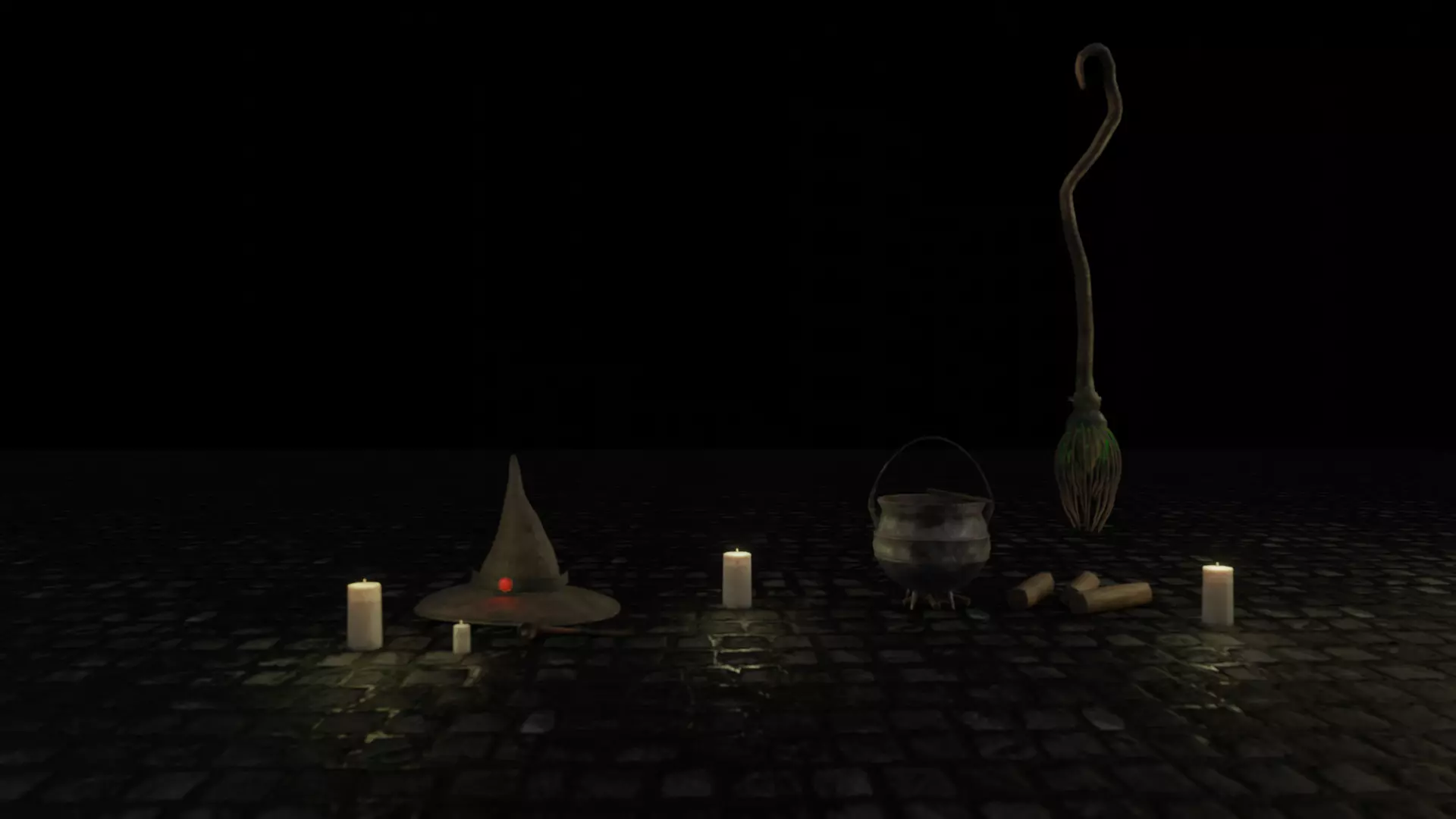 Witchcraft objects Low-poly 3D model