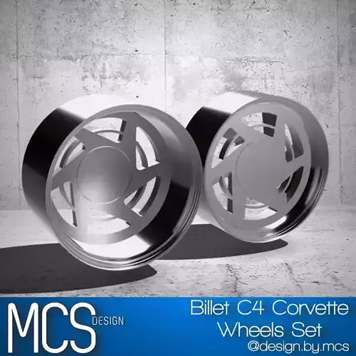 Billet C4 Corvette Wheels Set x2 Centers x2 Offsets 3D print model