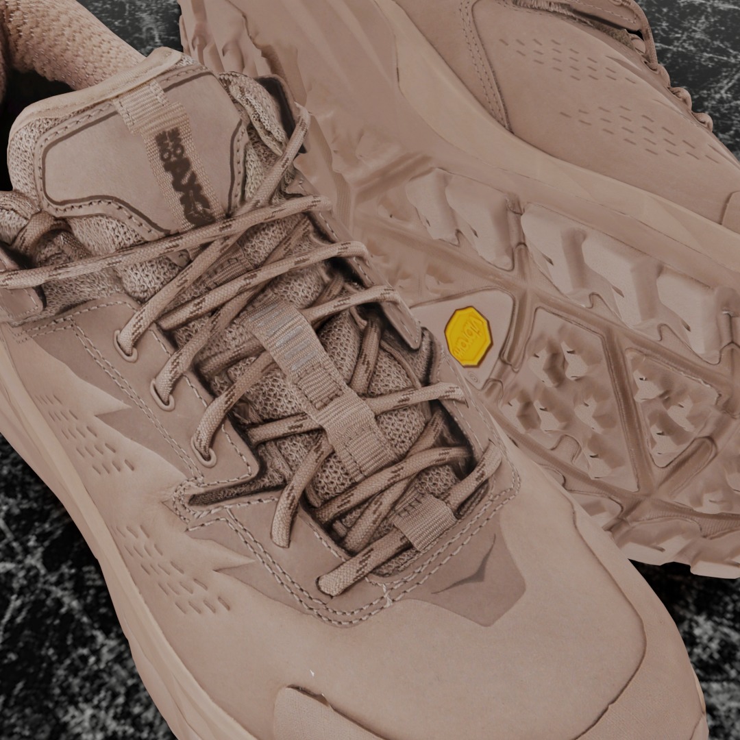 HOKA ONE ONE KAHA LOW GTX TAUPE BUNGEE CORD 3D SHOES Low-poly 3D model_12
