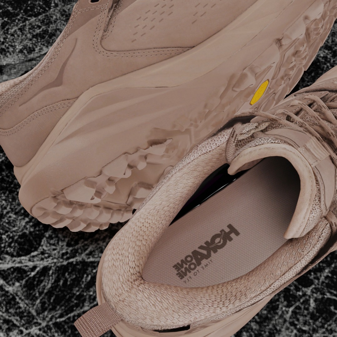 HOKA ONE ONE KAHA LOW GTX TAUPE BUNGEE CORD 3D SHOES Low-poly 3D model_11