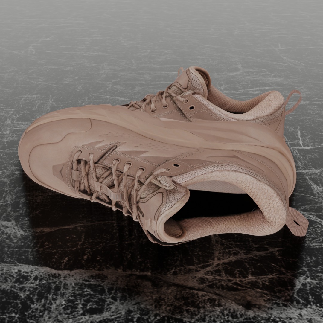 HOKA ONE ONE KAHA LOW GTX TAUPE BUNGEE CORD 3D SHOES Low-poly 3D model_7