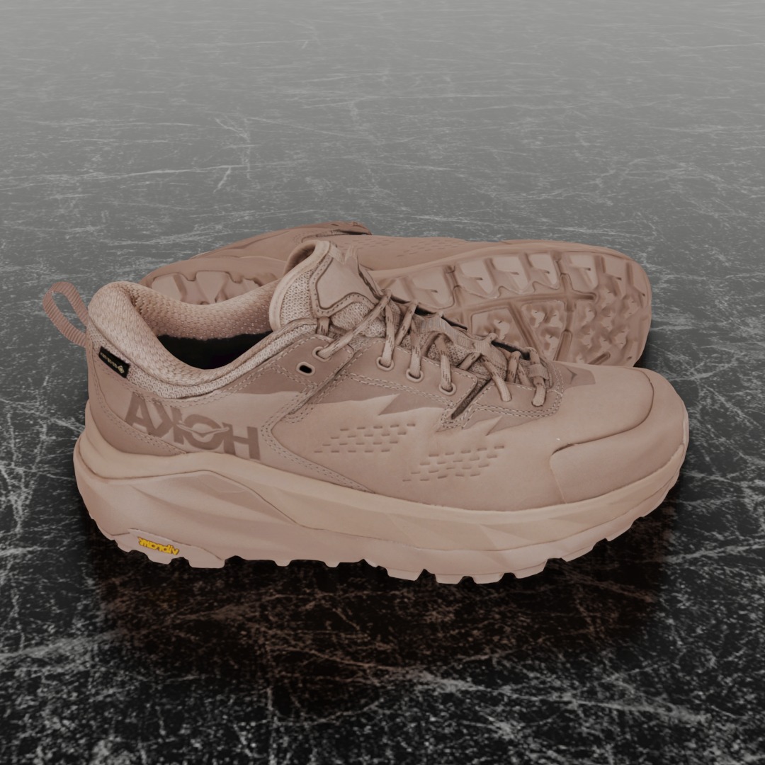 HOKA ONE ONE KAHA LOW GTX TAUPE BUNGEE CORD 3D SHOES Low-poly 3D model_4