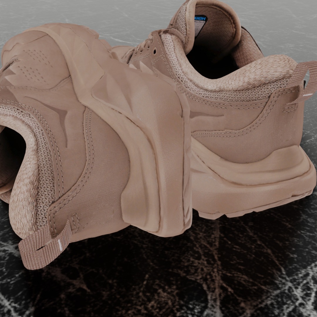 HOKA ONE ONE KAHA LOW GTX TAUPE BUNGEE CORD 3D SHOES Low-poly 3D model_10