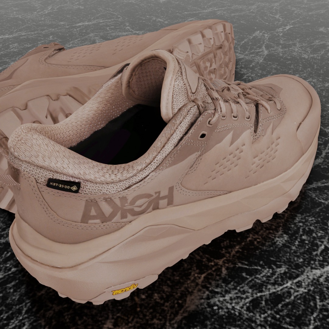 HOKA ONE ONE KAHA LOW GTX TAUPE BUNGEE CORD 3D SHOES Low-poly 3D model_9
