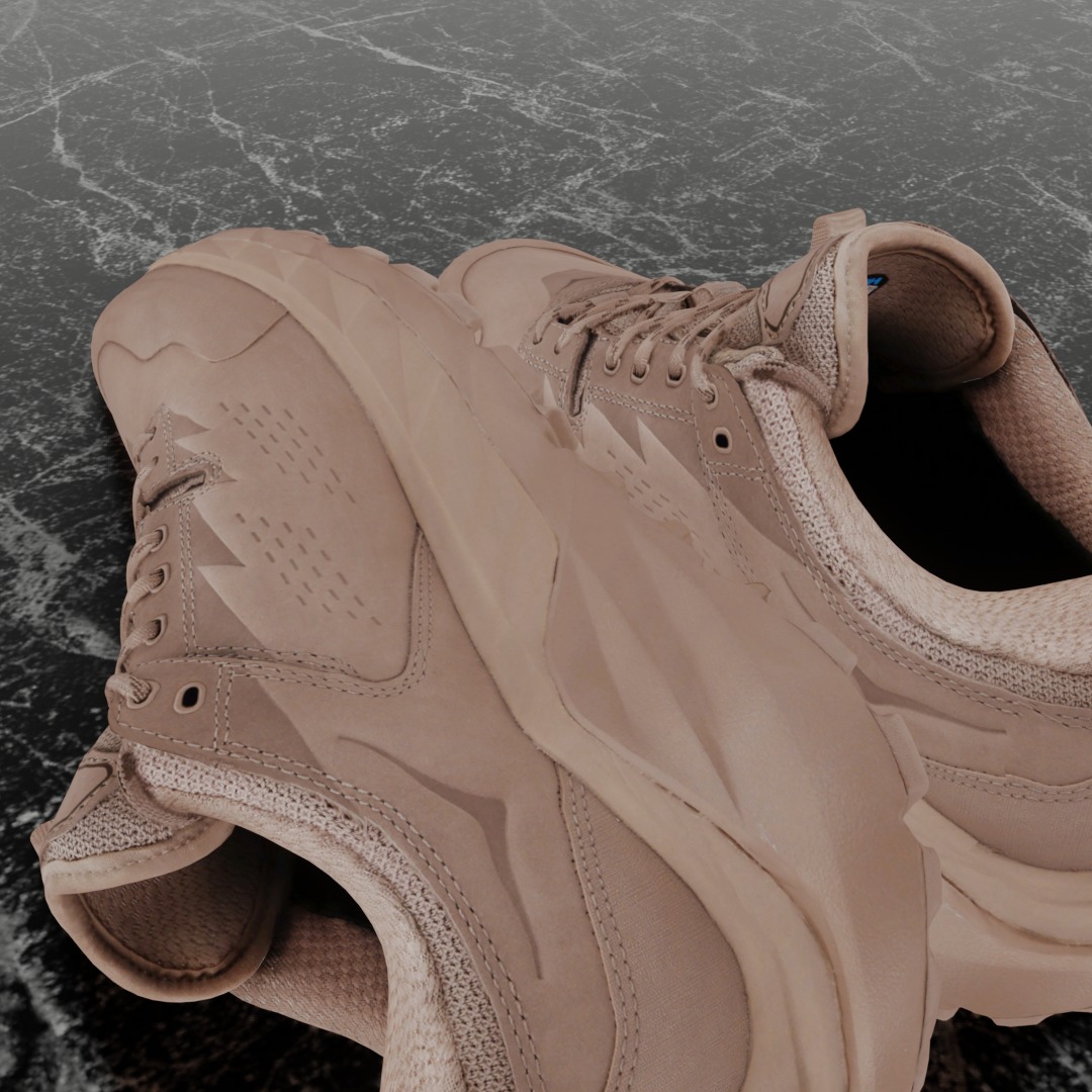 HOKA ONE ONE KAHA LOW GTX TAUPE BUNGEE CORD 3D SHOES Low-poly 3D model_8