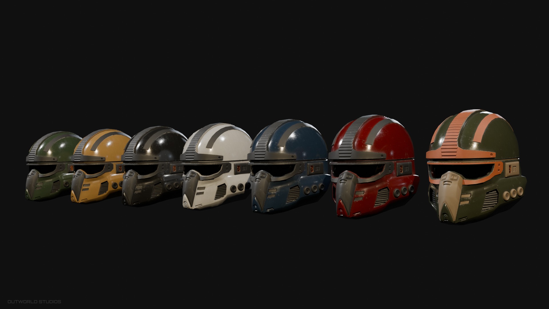 Scifi Saber Scout Combat Helmet Bundle 3D model_3