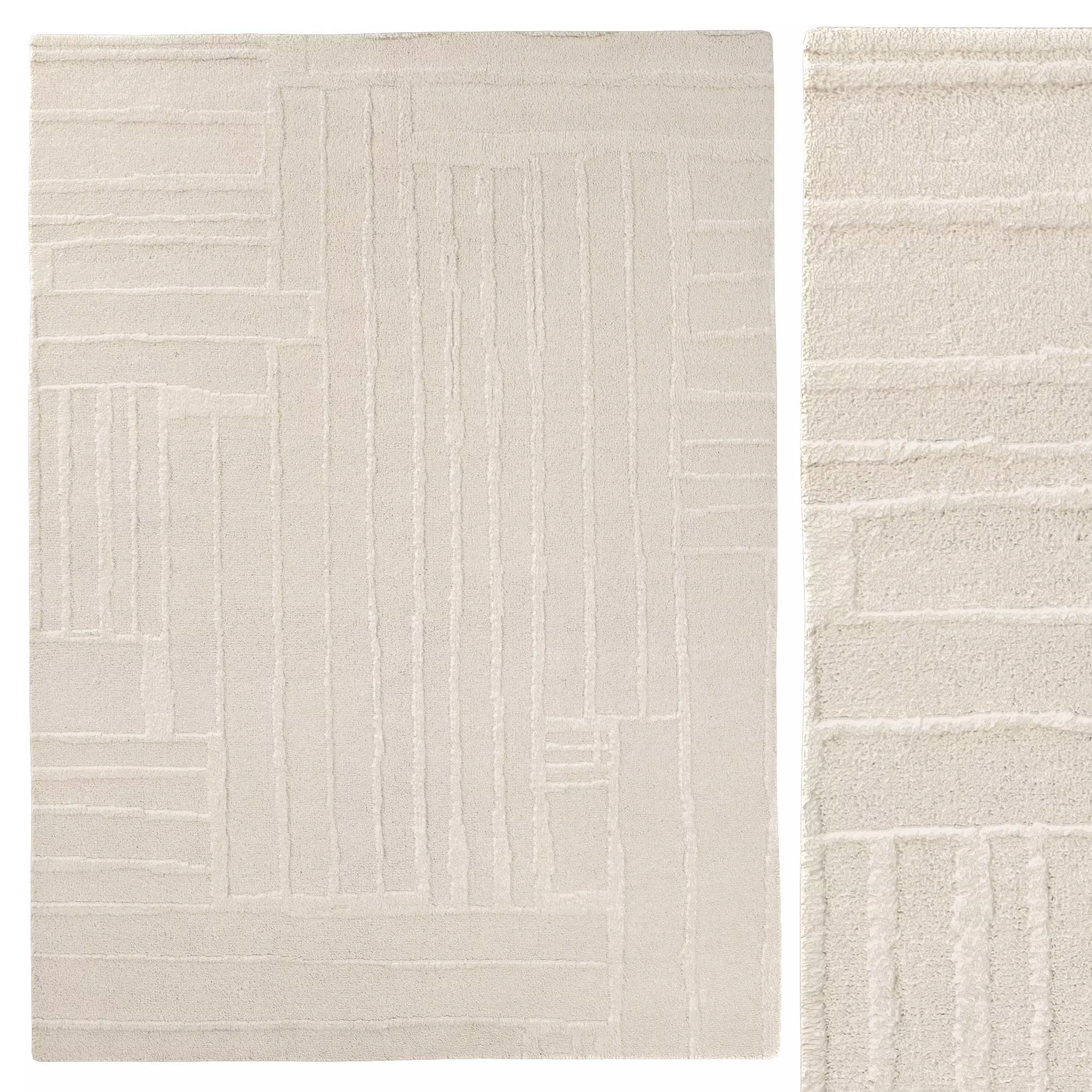 Paavai Wool Rug Cream 3D model_0