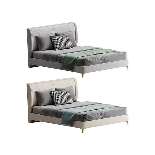 Leather Beige Bed Frame 3D model