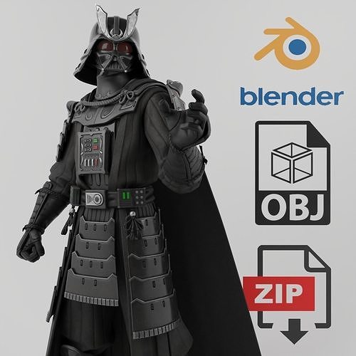Darth Vader Samurai Starwars Lowpoly RIgged Low-poly 3D model