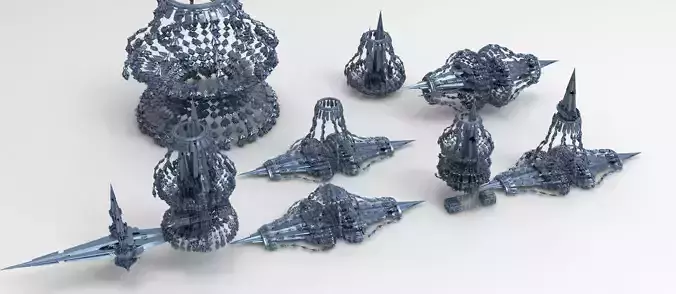 Sci fi swarm bridgeway 7 designs  3D model