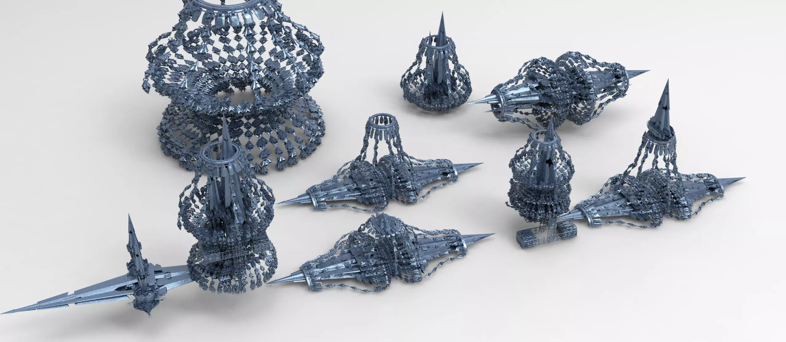 Sci fi swarm bridgeway 7 designs  3D model_0