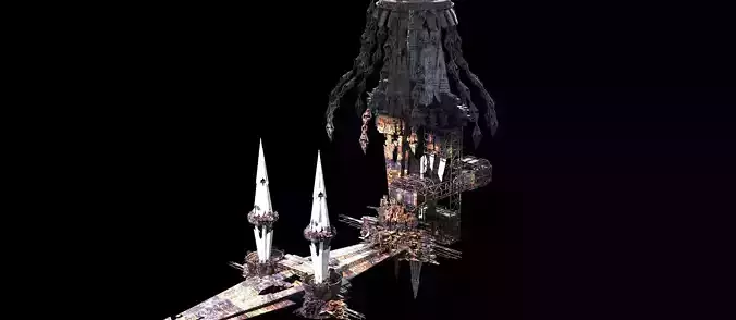 Alien planet mining station 3D model