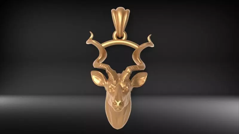 Deer Head Buck Antlers Pendant Necklace 3D print model