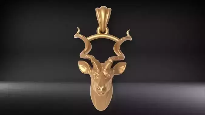 Deer Head Buck Antlers Pendant Necklace  3D print model