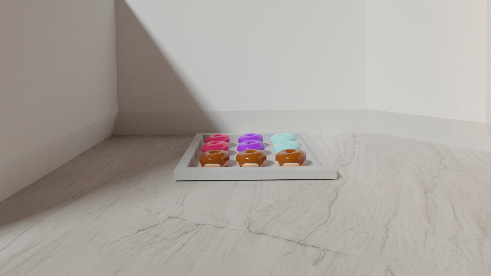 Plain donuts with icing 3D model_2