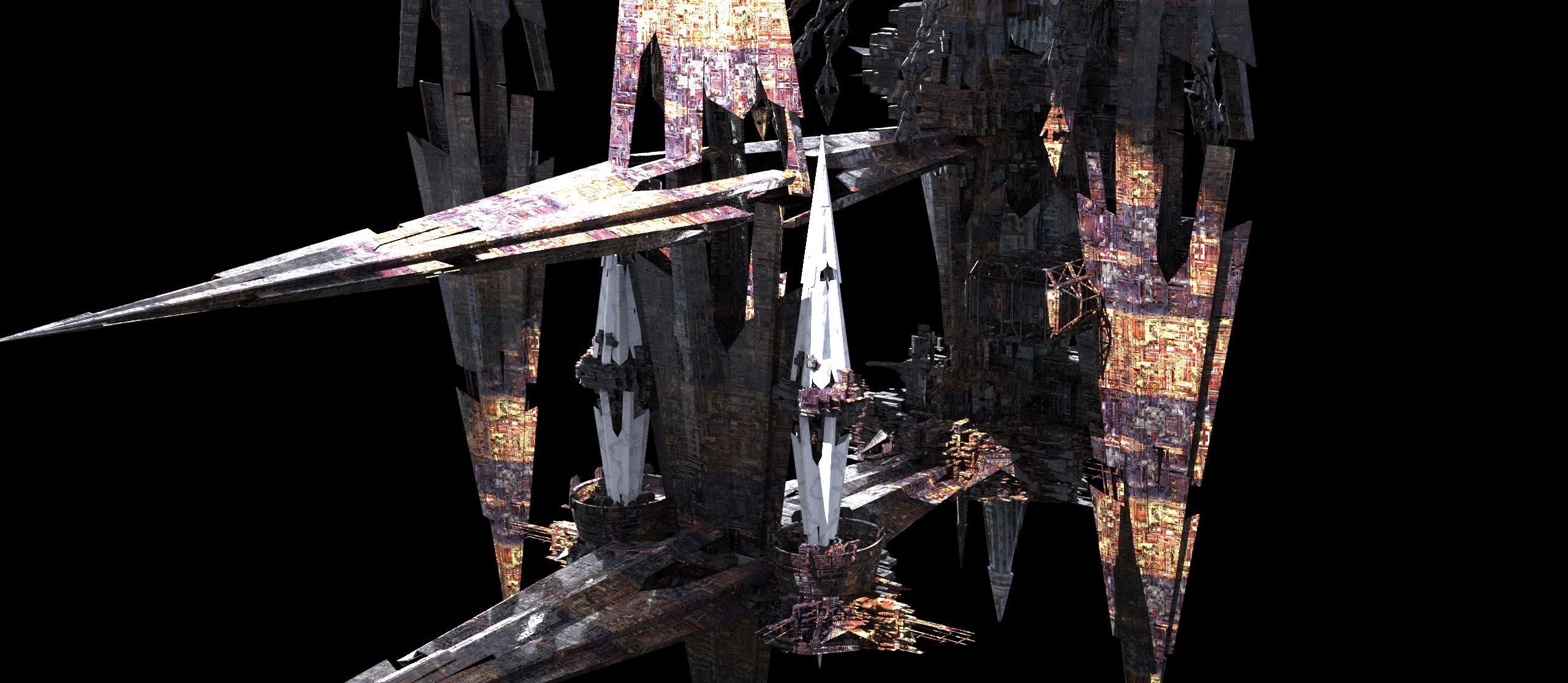 Alien planet mining station 4 3D model_1