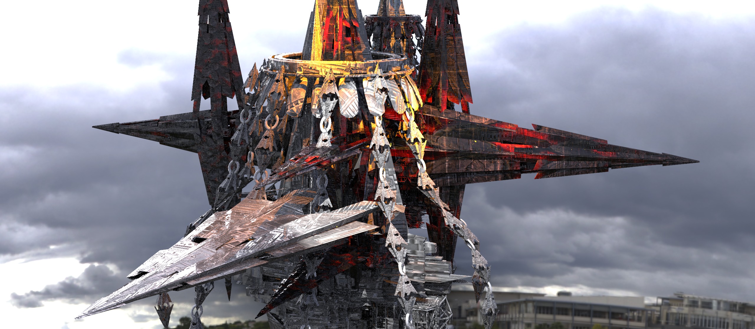 Alien planet mining station 7 Low-poly 3D model_1