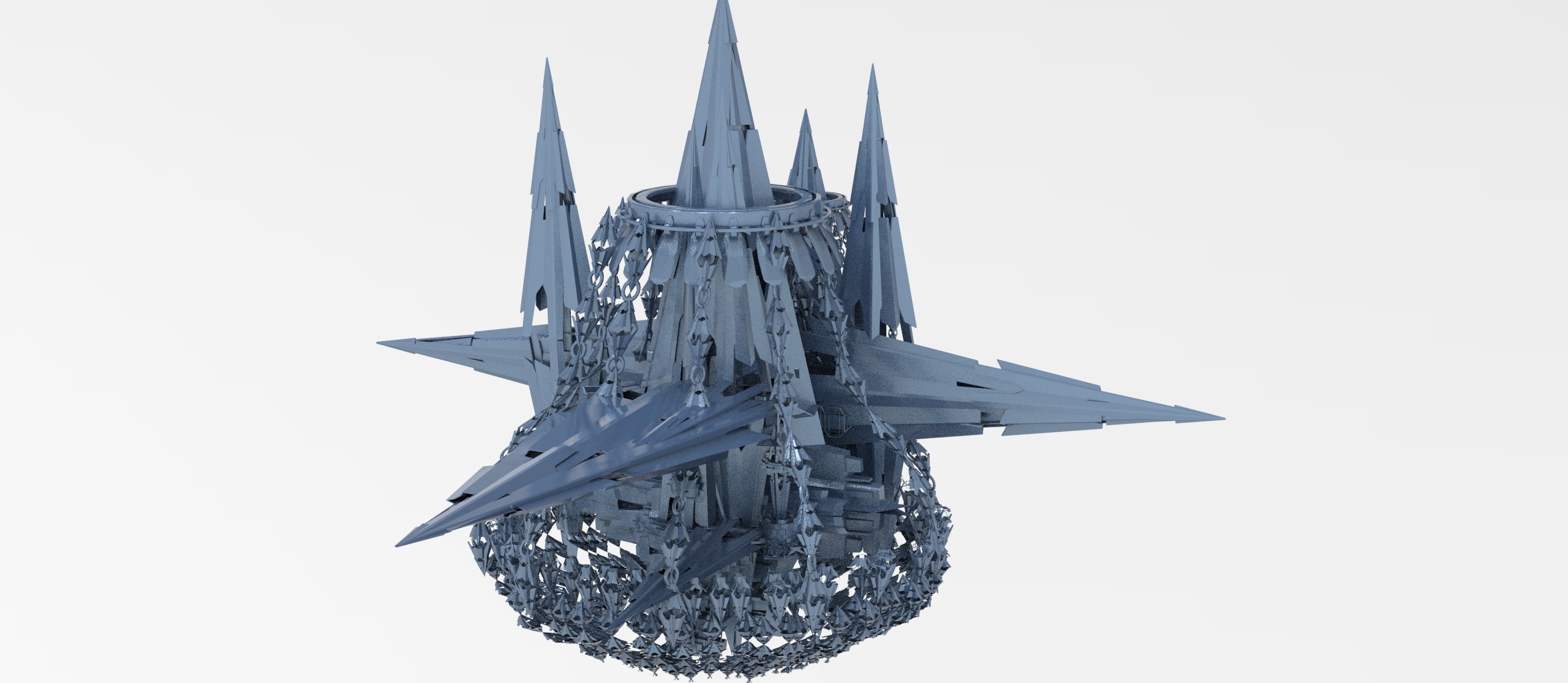 Alien planet mining station base Low-poly 3D model_1