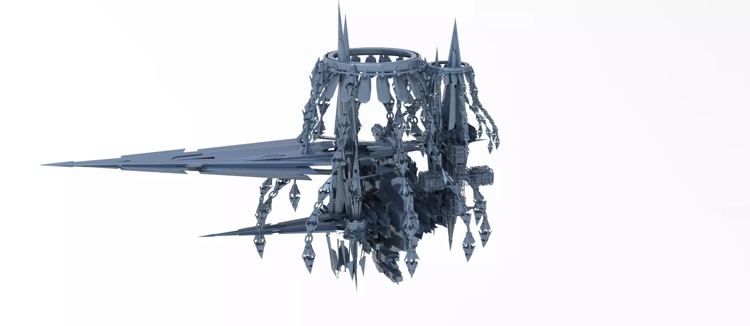 Alien planet mining station base 5  Low-poly 3D model_0