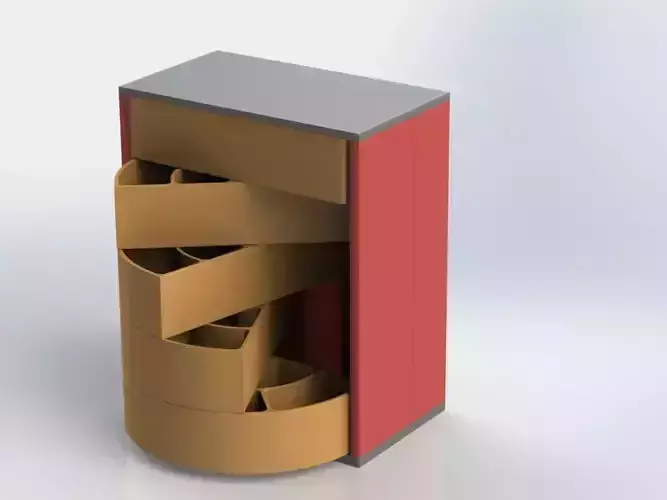 Mini Storage Box with Rotary Drawer 3D print model