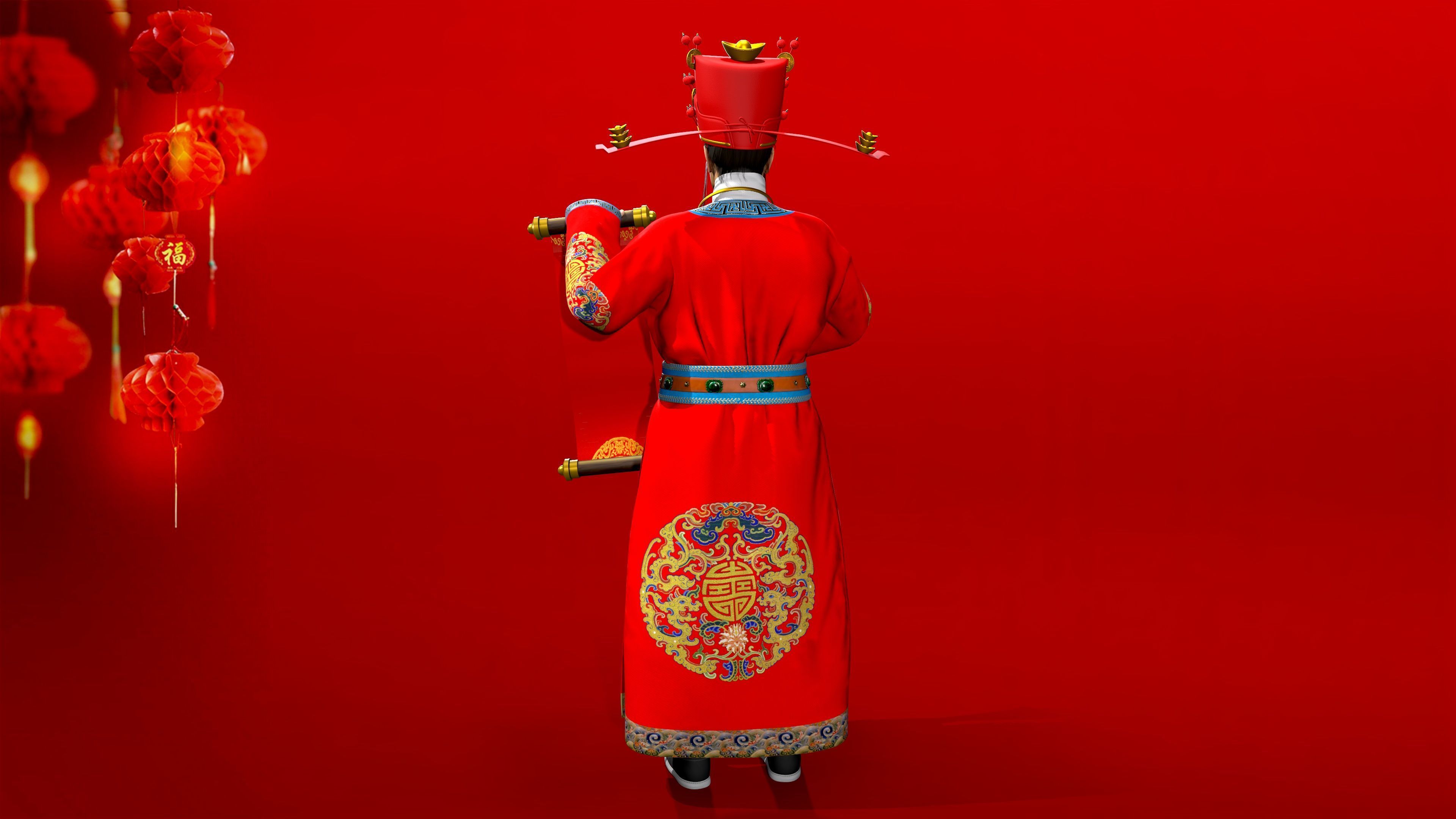 the God of Wealth Low-poly 3D model_2