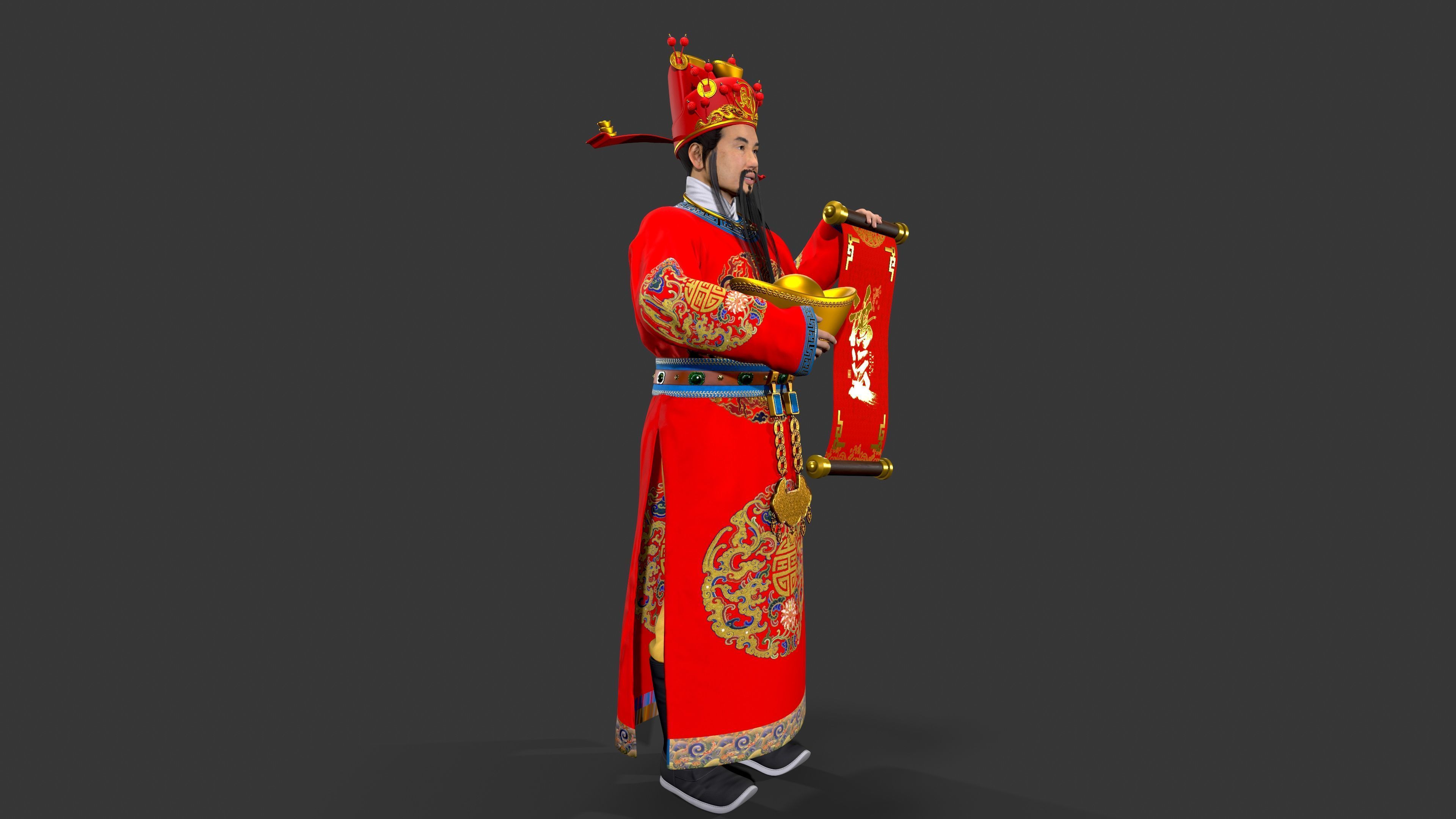 the God of Wealth Low-poly 3D model_15
