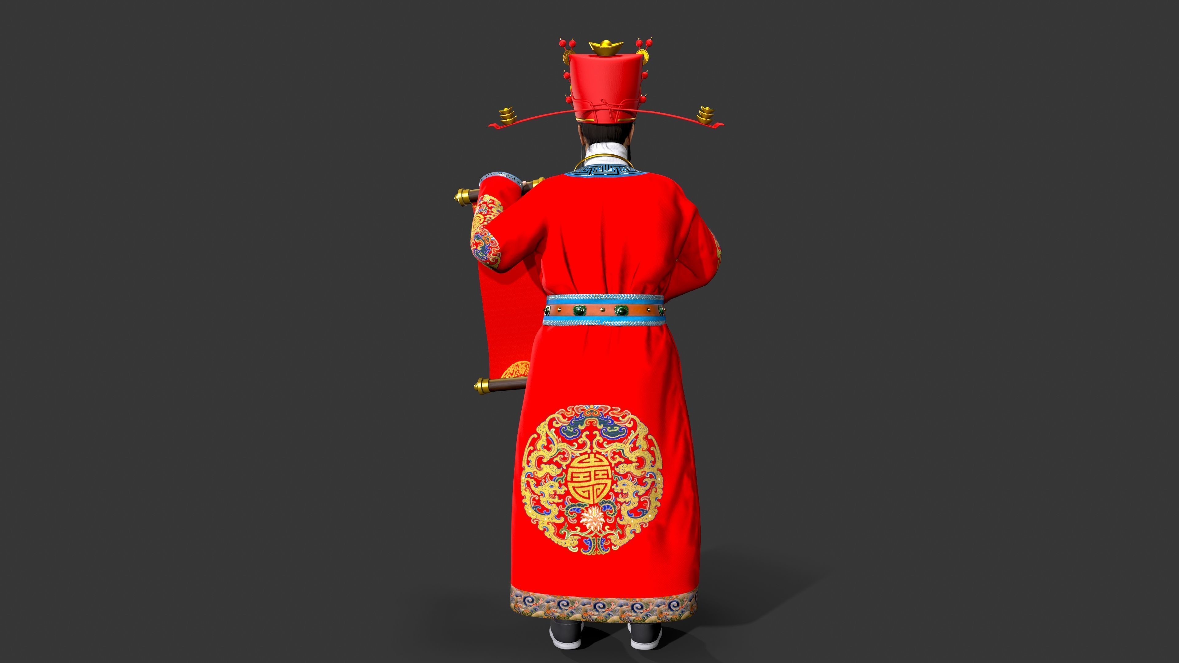 the God of Wealth Low-poly 3D model_14
