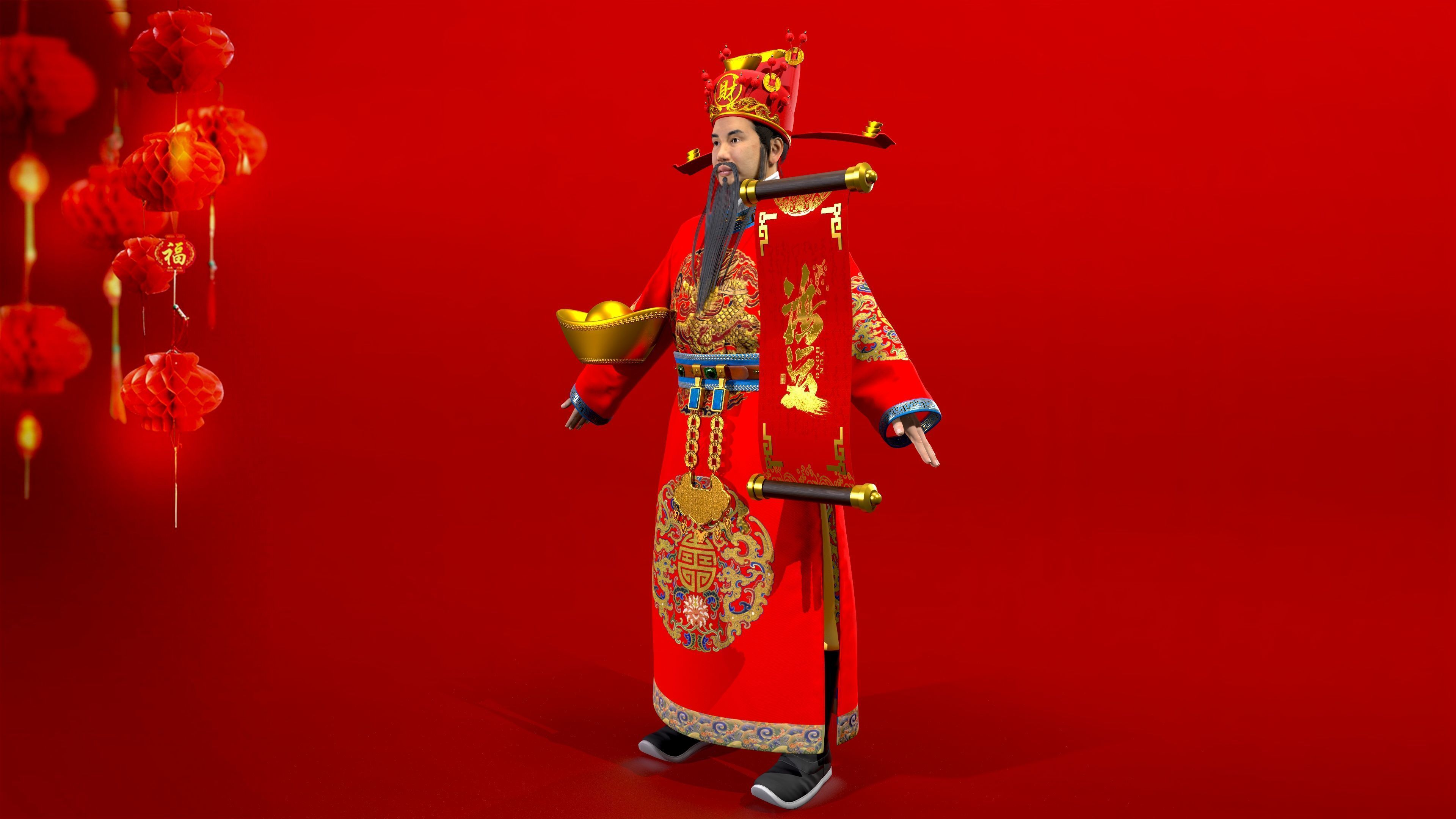 the God of Wealth Low-poly 3D model_8