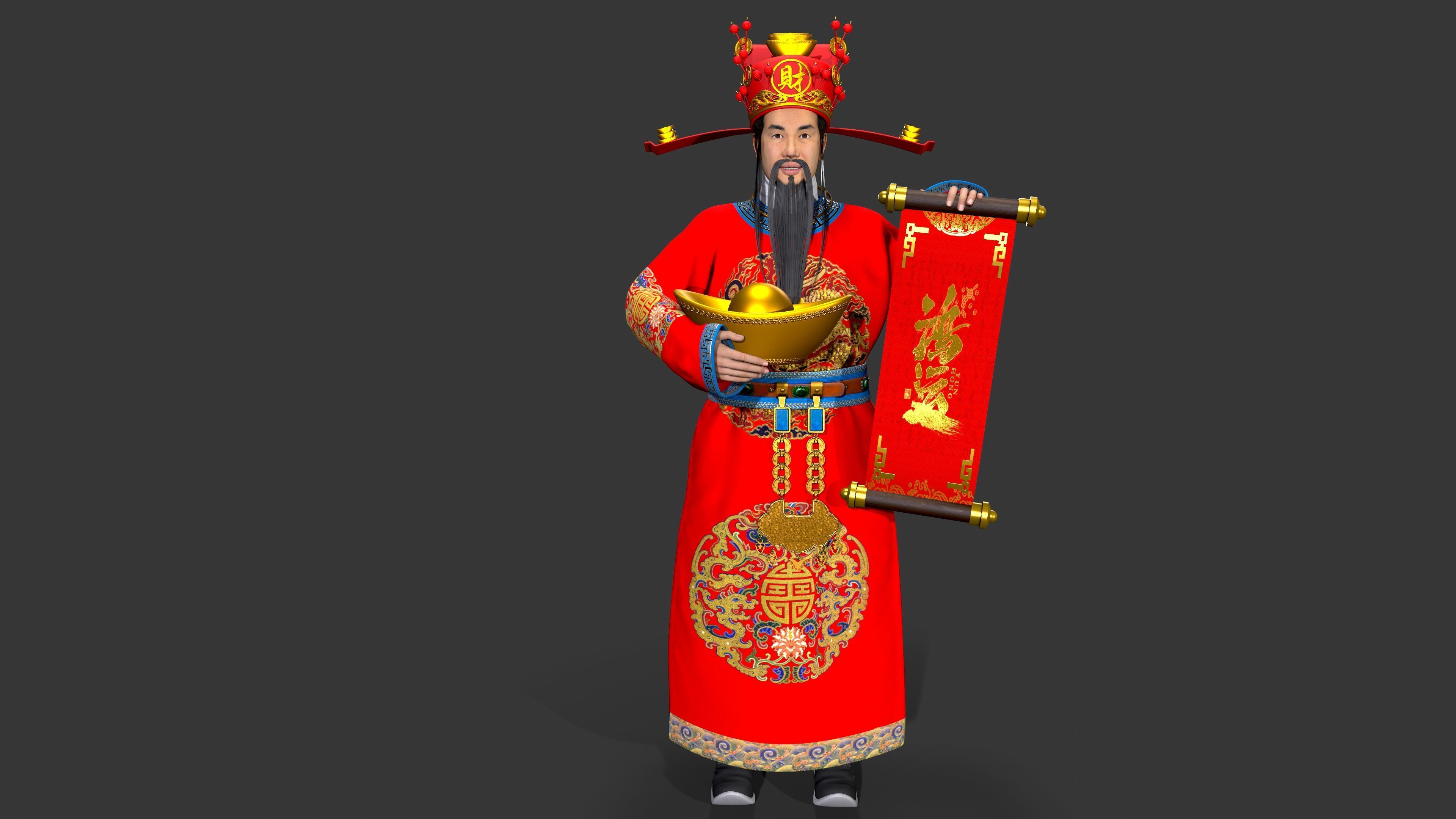 the God of Wealth Low-poly 3D model_11